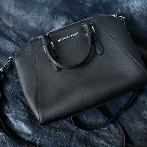 Michael Kors Black Structured Cross Body Purse